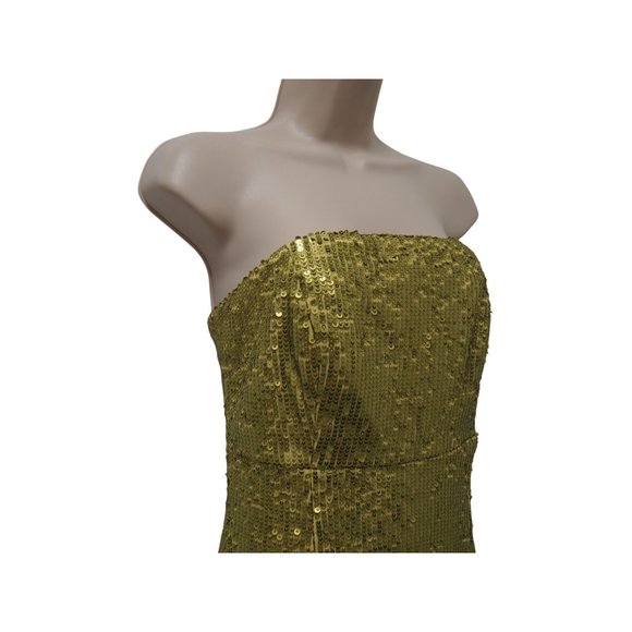 Dress the Population Womens Lemongrass M Sequin Green Strapless Mini Bodycon Era - Picture 6 of 12
